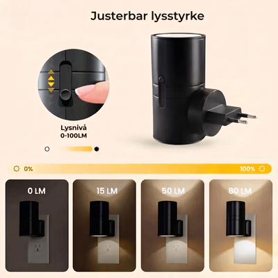 Justerbar lysstyrke fra 0 til 100 lumen
