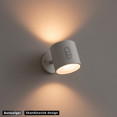 LumiHalo hvit trådløs vegglampe – bestselger, skandinavisk design